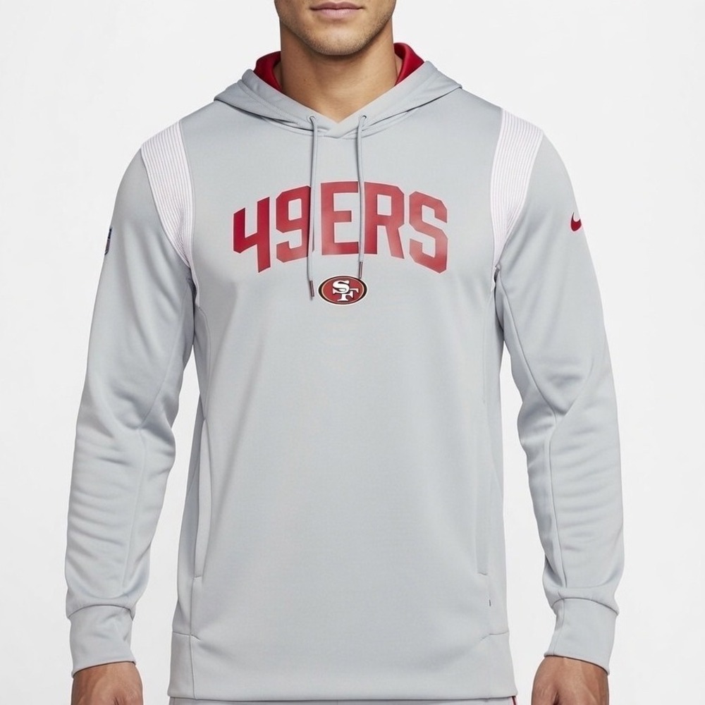 Nike NFL San Francisco 49ers Therma-Fit Hoodie Sz Small Gray/Red‎ Sweatshirt